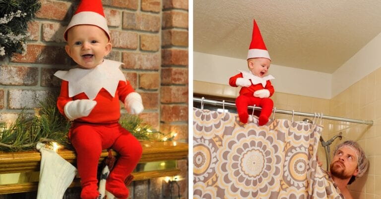 Acest tată și-a transformat fiul cel mic într-un „elf de Crăciun” și amuză tot internetul