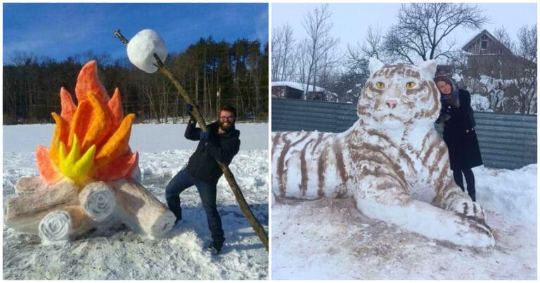 16 creații din zăpadă de la oameni care dovedesc că poți face aproape orice din zăpadă