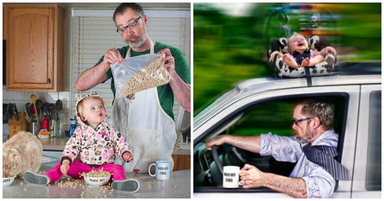 20 de fotografii amuzante cu un tătic creativ și fetița sa
