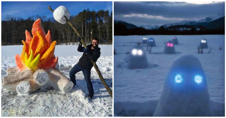 17 cazuri în care oamenii au făcut ceva frumos și creativ din zăpadă în loc de oameni de zăpadă obișnuiți